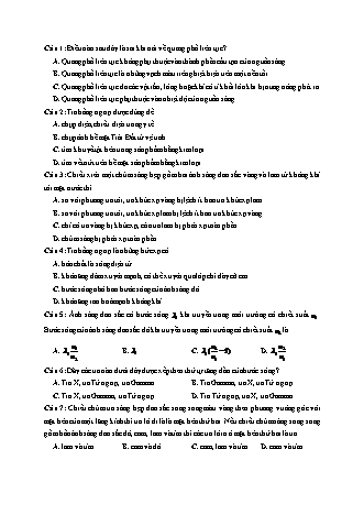 10 Câu trắc nghiệm tách từ đề thi thử THPT Quốc gia môn Vật lí - Sóng ánh sáng - Năm học 2019 - Nguyễn Thành Nam (Có đáp án)