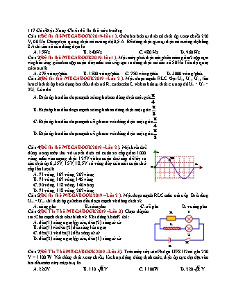 117 Câu trắc nghiệm tách từ đề thi thử THPT Quốc gia môn Vật lí - Doàng điện xoay chiều - Năm học 2019 (Có đáp án)