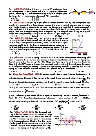 17 Câu trắc nghiệm tách từ đề thi thử THPT Quốc gia môn Vật lí - Dòng điện xoay chiều - Năm học 2019 (Có đáp án)