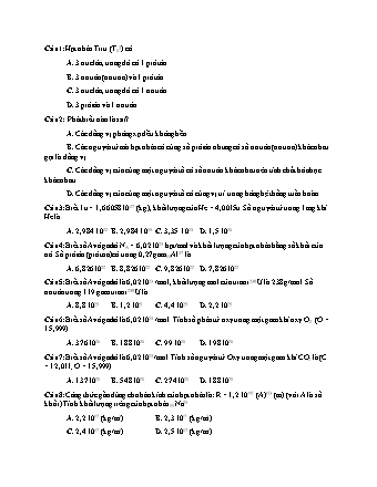 18 Câu trắc nghiệm tách từ đề thi thử THPT Quốc gia môn Vật lí - Hạt nhân nguyên tử - Năm học 2019 - Lại Đắc Hợp (Có đáp án)