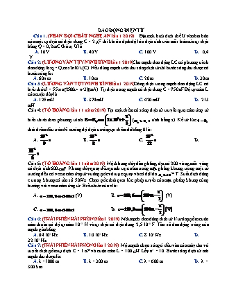 23 Câu trắc nghiệm tách từ đề thi thử THPT Quốc gia môn Vật lí - Dao động điện từ - Năm học 2019 (Có đáp án)