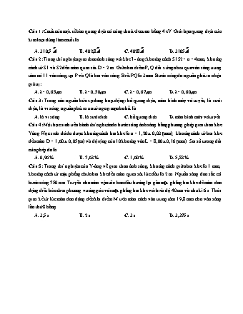 26 Câu trắc nghiệm tách từ đề thi thử THPT Quốc gia môn Vật lí - Lượng tử ánh sáng - Năm học 2019 - Nguyễn Thành Nam (Có đáp án)