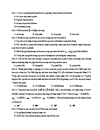 29 Câu trắc nghiệm tách từ đề thi thử THPT Quốc gia môn Vật lí - Hạt nhân nguyên tử - Năm học 2019 - Nguyễn Thành Nam (Có đáp án)