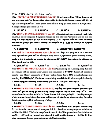 29 Câu trắc nghiệm tách từ đề thi thử THPT Quốc gia môn Vật lí - Lượng tử ánh sáng - Năm học 2019 (Có lời giải)