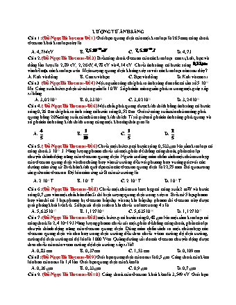 33 Câu trắc nghiệm tách từ đề thi thử THPT Quốc gia môn Vật lí - Lượng tử ánh sáng - Năm học 2019 (Có đáp án)