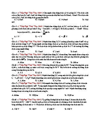 41 Câu trắc nghiệm tách từ đề thi thử THPT Quốc gia môn Vật lí - Dao động điện từ - Năm học 2019 - Ngô Thái Thọ (Có đáp án)