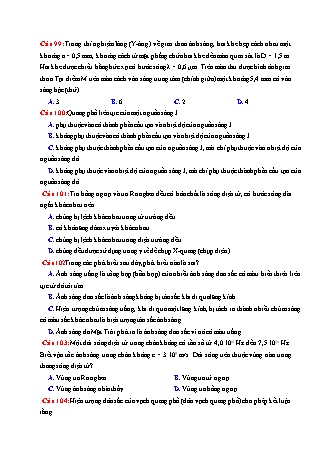 48 Câu trắc nghiệm tách từ đề thi thử THPT Quốc gia môn Vật lí - Sóng ánh sáng - Năm học 2019 - Nguyễn Quốc Toản (Có đáp án)