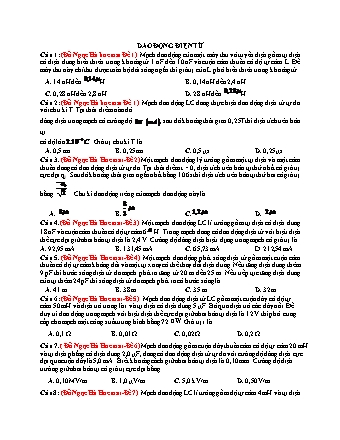 58 Câu trắc nghiệm tách từ đề thi thử THPT Quốc gia môn Vật lí - Dòng điện điện từ - Năm học 2019 (Có đáp án)