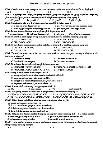 622 câu trắc nghiệm lý thuyết Hóa học ôn thi THPT Quốc gia - Năm học 2018