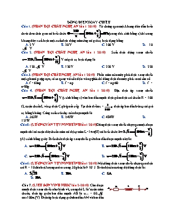 73 Câu trắc nghiệm tách từ đề thi thử THPT Quốc gia môn Vật lí - Dòng điện xoay chiều - Năm học 2019 (Có đáp án)