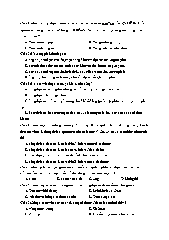 8 Câu trắc nghiệm tách từ đề thi thử THPT Quốc gia môn Vật lí - Dao động và sóng điện từ - Năm học 2019 (Có đáp án)