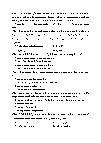 8 Câu trắc nghiệm tách từ đề thi thử THPT Quốc gia môn Vật lí - Doàng điện xoay chiều - Năm học 2019 - Đặng Thành Nam (Có đáp án)