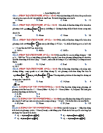 87 Câu trắc nghiệm tách từ đề thi thử THPT Quốc gia môn Vật lí - Dao động cơ - Năm học 2019 (Có đáp án)