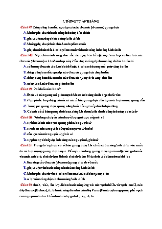 96 Câu trắc nghiệm tách từ đề thi thử THPT Quốc gia môn Vật lí - Lượng tử ánh sáng - Năm học 2019 (Có đáp án)