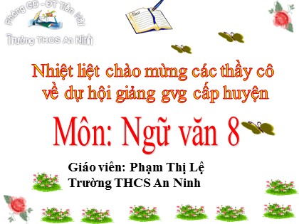 Bài giảng Ngữ văn Lớp 8 - Tiết 49, Bài 13: Văn bản Bài toán dân số - Phạm Thị Lệ