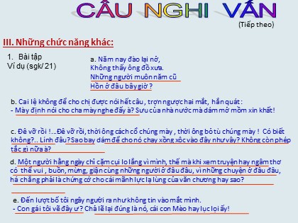 Bài giảng Ngữ văn Lớp 8 - Tiết 79: Câu nghi vấn (Tiếp theo)