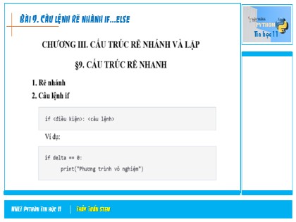 Bài giảng Tin học Lớp 11 - Bài 9: Cấu trúc rẽ nhanh