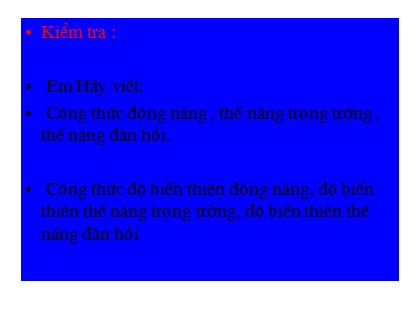 Bài giảng Vật lí Lớp 10 - Tiết 27: Cơ năng