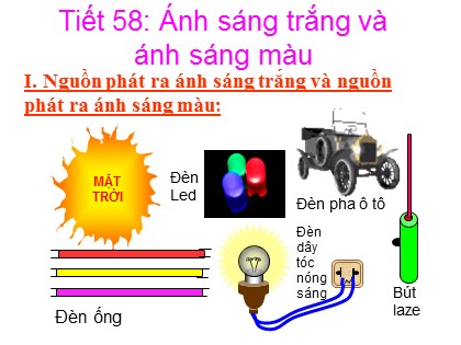 Bài giảng Vật lí Lớp 9 - Tiết 58: Ánh sáng trắng và ánh sáng màu