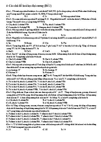 Bài tập Hóa học Lớp 12 - Chuyên đề: Các chủ đề hoá học đại cương - Đề 2 (Có đáp án)
