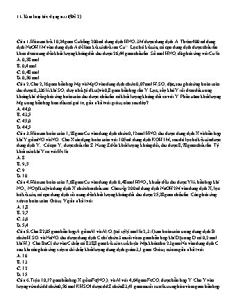 Bài tập Hóa học Lớp 12 - Chuyên đề: Kim loại tác dụng axit - Đề 2 (Có đáp án)