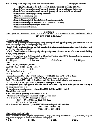 Bài tập Hóa học Lớp 12 - Chuyên đề: Phân loại bài tập hóa học theo từng dạng (Có đáp án)