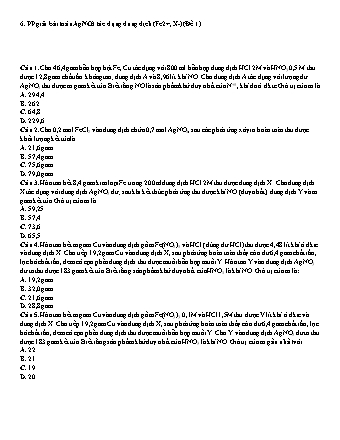 Bài tập Hóa học Lớp 12 - Chuyên đề: Phương pháp giải bài toán AgNO₃ tác dụng dung dịch (Fe₂₊, X-) - Đề 2 (Có đáp án)
