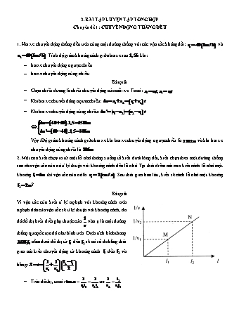 Bài tập luyện tập tổng hợp Vật lí Lớp 10 - Tập 1 - Phần 1: Động học chất điểm - Chuyên đề 1: Chuyển động thẳng đều