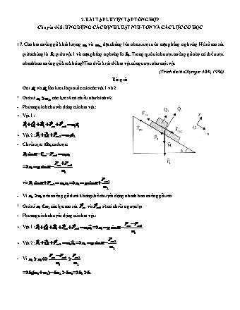 Bài tập luyện tập tổng hợp Vật lí Lớp 10 - Tập 1 - Phần 2: Động lực học chất điểm - Chuyên đề 8: Ứng dụng các định luật Niu-tơn và các lực cơ học