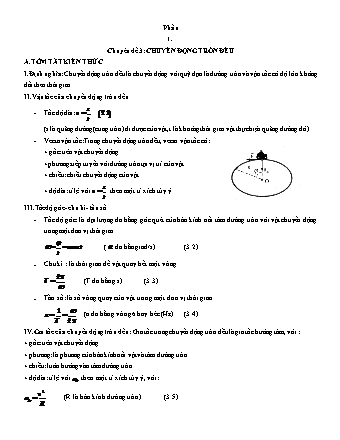 Các chuyên đề bồi dưỡng Học sinh giỏi Vật lí Lớp 10 - Tập 1 - Phần 1: Động học chất điểm - Chuyên đề 3: Chuyển động tròn đều