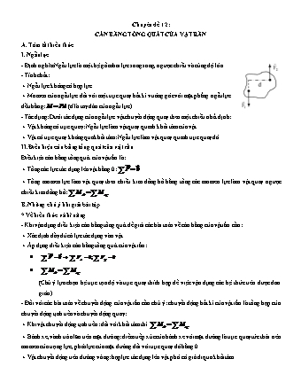 Các chuyên đề bồi dưỡng Học sinh giỏi Vật lí Lớp 10 - Tập 1 - Phần 3: Tĩnh học vật rắn - Chuyên đề 12: Cân bằng tổng quát của vật rắn