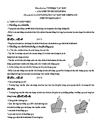 Các chuyên đề bồi dưỡng Học sinh giỏi Vật lí Lớp 10 - Tập 1 - Phần 3: Tĩnh học vật rắn - Chuyên đề 10: Cân bằng của vật rắn khi không có chuyển động quay