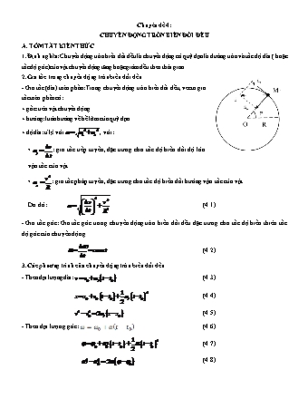 Các chuyên đề bồi dưỡng Học sinh giỏi Vật lí Lớp 10 - Tập 1 - Phần 1: Động học chất điểm - Chuyên đề 4: Chuyển động tròn biến đổi đều