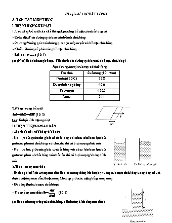 Các chuyên đề bồi dưỡng Học sinh giỏi Vật lí Lớp 10 - Tập 2 - Phần 3: Nhiệt học - Chuyên đề 10: Chất lỏng