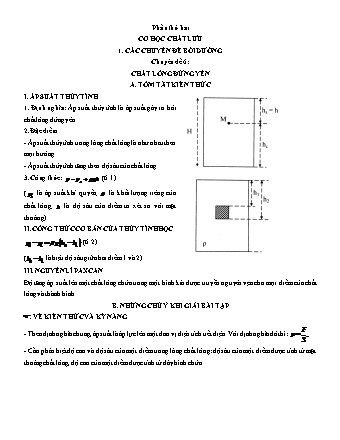 Các chuyên đề bồi dưỡng Học sinh giỏi Vật lí Lớp 10 - Tập 2 - Phần 2: Cơ học chất lưu - Chuyên đề 6: Chất lỏng đứng yên