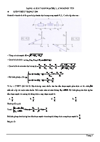 Các dạng bài tập ôn thi THPT Quốc gia môn Vật lí - Dạng 15: Bài toán mạch R, L, C mắc nối tếp - Đỗ Ngọc Hà (Có lời giải chi tiết)