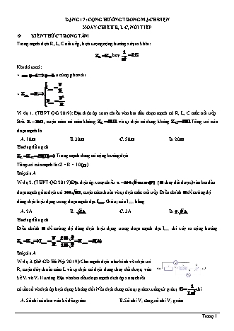 Các dạng bài tập ôn thi THPT Quốc gia môn Vật lí - Dạng 17: Cộng hưởng trong mạch điện xoay chiều R, L, C, nối tiếp - Đỗ Ngọc Hà (Có lời giải chi tiết)