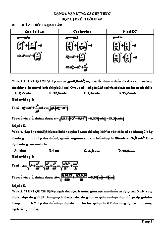 Các dạng bài tập ôn thi THPT Quốc gia môn Vật lí - Dạng 2: Vận dụng các hệ thức độc lập với thời gian - Đỗ Ngọc Hà (Có lời giải chi tiết)