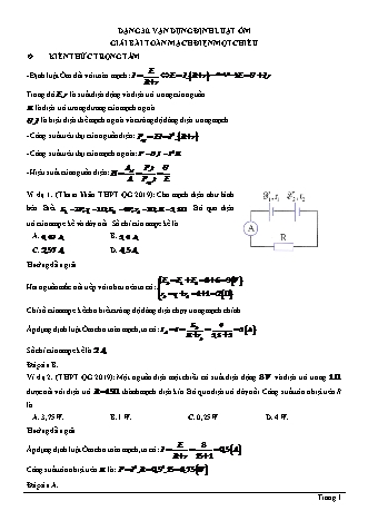 Các dạng bài tập ôn thi THPT Quốc gia môn Vật lí - Dạng 30: Vận dụng định luật Ôm giải bài toàn mạch điện một chiều - Đỗ Ngọc Hà (Có lời giải chi tiết)