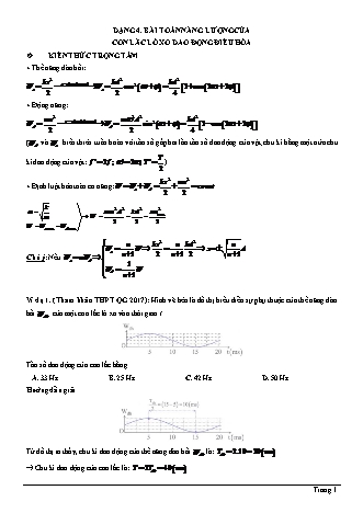 Các dạng bài tập ôn thi THPT Quốc gia môn Vật lí - Dạng 4: Bài toán năng lượng của con lắc lò xo dao động điều hòa - Đỗ Ngọc Hà (Có lời giải chi tiết)