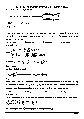 Các dạng bài tập ôn thi THPT Quốc gia môn Vật lí - Dạng 5: Bài toán lực kéo về trong dao động điều hòa - Đỗ Ngọc Hà (Có lời giải chi tiết)