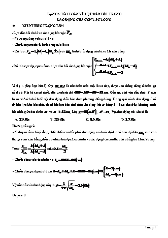 Các dạng bài tập ôn thi THPT Quốc gia môn Vật lí - Dạng 6: Bài toán về lực đàn hồi trong dao động của con lắc lò xo - Đỗ Ngọc Hà (Có lời giải chi tiết)