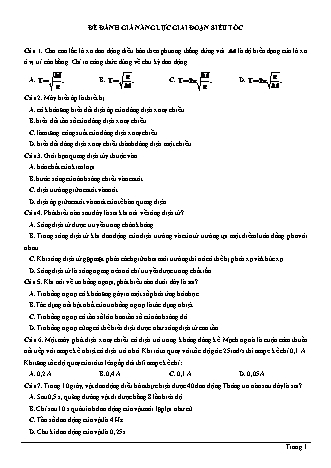 Đề đánh giá năng lực môn Vật lí Lớp 12 - Giai đoạn siêu tốc (Có đáp án)