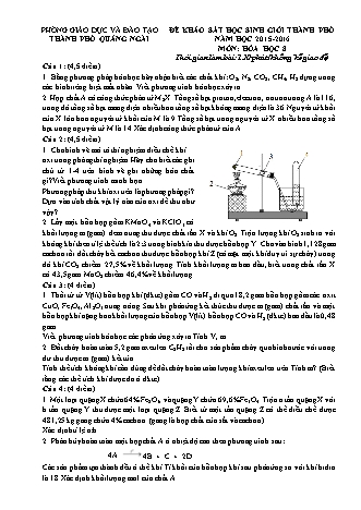 Đề khảo sát học sinh giỏi cấp Thành phố Hóa học Lớp 8 - Năm học 2015-2016 - Phòng giáo dục và đào tạo Thành phố Quảng Ngãi (Có đáp án)