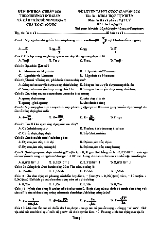 Đề luyện tập THPT Quốc gia theo hướng tinh giản Khoa học tự nhiên - Phần: Vật lí - Lần 2 - Đề 13 - Năm học 2020