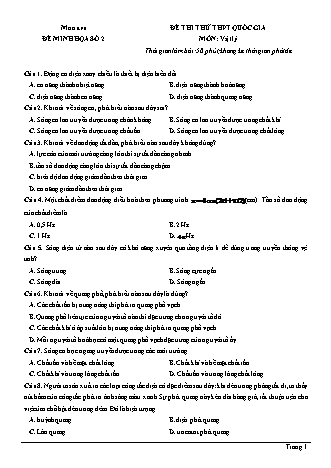 Đề minh họa kì thi THPT Quốc gia môn Vật lí - Đề số 2 (Có đáp án)