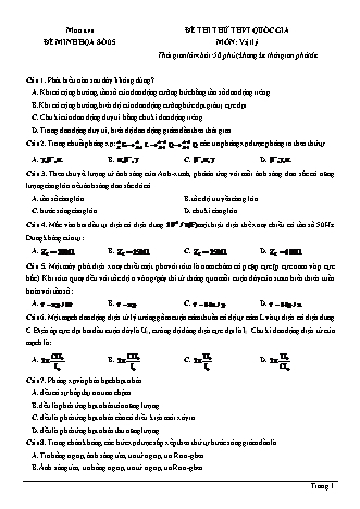 Đề minh họa kì thi THPT Quốc gia môn Vật lí - Đề số 5 (Có đáp án)