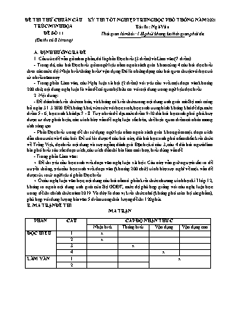 Đề minh họa kì thi Tốt nghiệp THPT Ngữ văn - Đề số 11 - Năm học 2021 (Có đáp án)