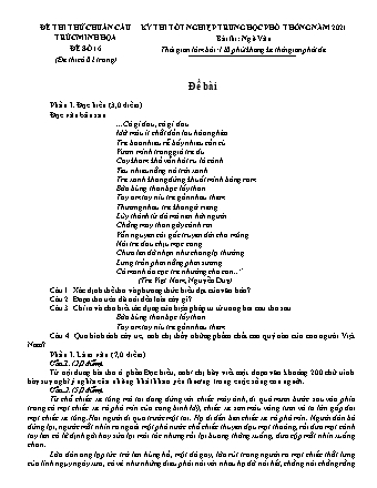 Đề minh họa kì thi Tốt nghiệp THPT Ngữ văn - Đề số 16 - Năm học 2021 (Có đáp án)