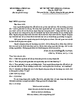 Đề minh họa kì thi Tốt nghiệp THPT Ngữ văn - Đề số 29 - Năm học 2021 (Có đáp án)